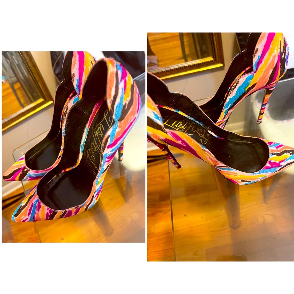 Rainbow pony hair pumps